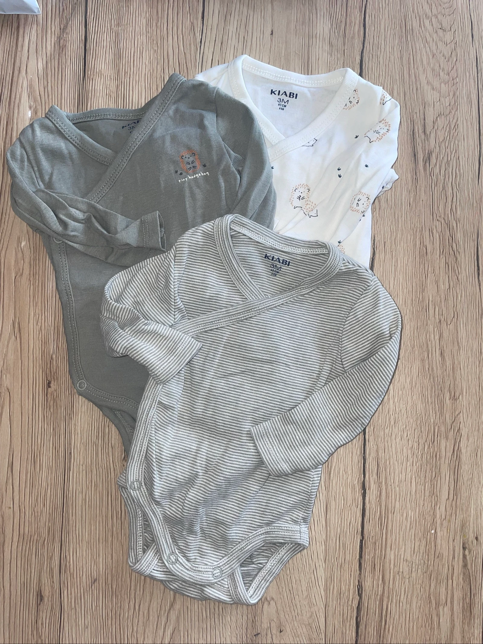 Lot de 3 bodies manches longues 3 mois 62 cm Kiabi 